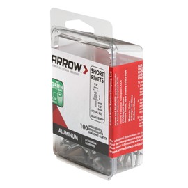 Arrow RSA1/8IP Short Aluminum 1/8-Inch Pop Rivets for Metal, Fabric, Leather, and Auto Repair, 100-Pack