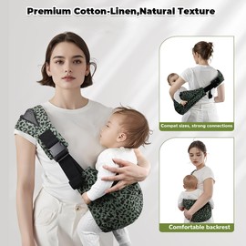 Baby Sling Carrier, Adjustable Baby Carrier, Adjustable Sling Easy Toddler Carrier Comfortable Baby Wrap Carrier Baby Carrier Wrap for Newborn Up to 3-36 Months (Leopard Green)