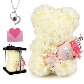 K KYMAKE Valentines Gifts,Gifts for Women,Rose Bear,Rose Flower Bear,Rose Teddy Gifts,Rose Teddy Flower Gifts,Valentines Gifts for her,Mothers Day,Wedding and Anniversary