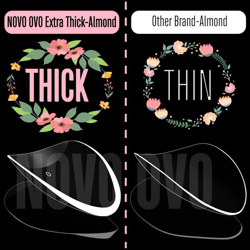 NOVO OVO Extra Thick Press On Nail Tips, Medium Almond