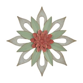 JWZSKZYZ Blue Metal Flower Wall Decor, Modern Iron Floral Wall Art Sculpture Farmhouse Hanging Decoration for Home Living Room, Bathroom, Kitchen, indoor, Patio Porch (1-C)