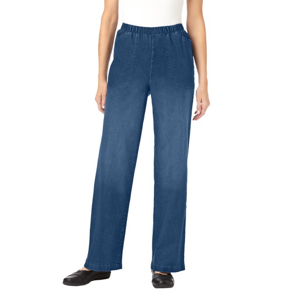 Woman Within Women's Plus Size Petite Wide Leg Fineline Denim