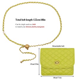 Handbag Women's Small Shoulder Bag Leather Crossbody with Adjustable Belt Chain Quilted Girls Travel, medium / yellowish green, crossbody