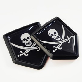 Newperlite Pirate Jack Rackham Flag Decal Sticker Car Emblem Jolly Roger Flag Car Decoration Accessories Shield for Truck Vehicles Cars, 2 Pack