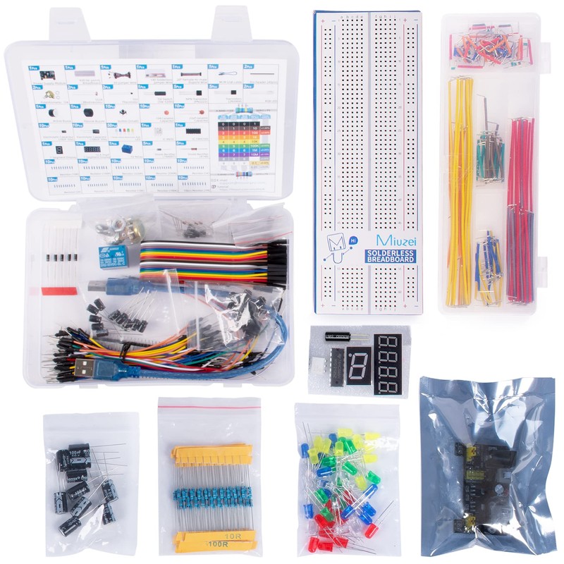 Miuzei Electronics Component Fun Kit with Supply Module, Jumper Wire,