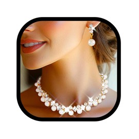 Zoestar Pearl Jewelry Sets Gold Prom Earrings and Necklace Set Wedding Bridal Necklaces for Women, One Size, Metal, No Gemstone