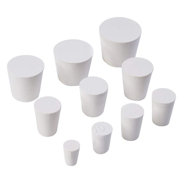 22 Pack 000# -7# White Solid Rubber Stoppers