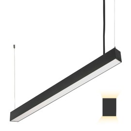 Maxxima 4 ft. LED Black Linear Light, Up and Down Adjustable Light Output, 3 CCT 3500K/4000K/5000K, Commercial and Residential 36W Suspension Pendant, Ideal for Office, Home, Shop, Garage, School