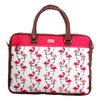 Pinaken Handcraft Printed Canvas Vegan Leather Flemingo Blush Large Laptop