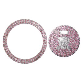 Partuto Universal Bling Car Engine Start Stop Button Cover, One Click Start Button Ring Sticker Faux Crystal Rhinestone Ignition Button Embellishment Pink, 1 Set