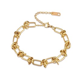 Vavily Chunky Gold Chain Bracelet | 18K Gold Wide Link Chain Bracelets | Layered Chain Bracelet for Women Small Wrist