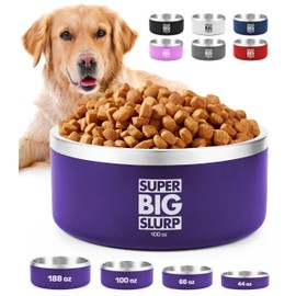 Tuff Pupper 100 oz Heavy Duty Insulated Stainless Steel Dog Bowl for Large Dogs, Non-Slip Base, Dishwasher Safe