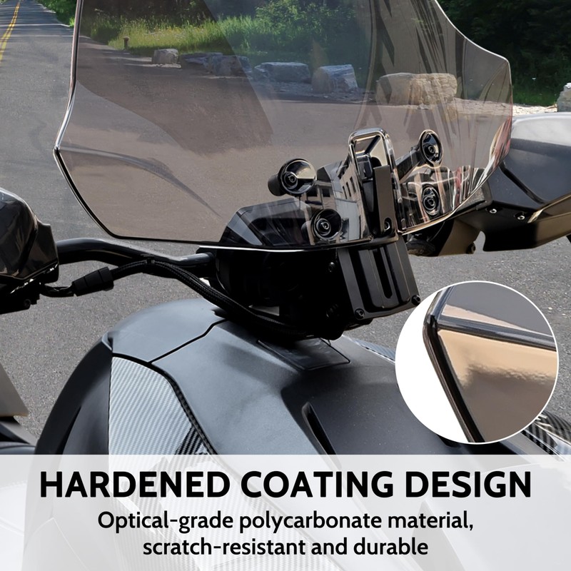 SAUTVS Dark Tinted Wider Adventure Adjustable Windshield for Can-Am Ryker,
