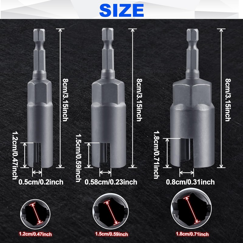 SPEEDWOX 3PCS Power Wing Nut Driver Set 12mm 15mm 18mm