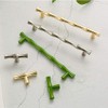 ESreake 6Pcs Bamboo Shape Solid Zinc Alloy Cabinet Knobs Handles,