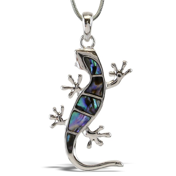 Aqua79 Gecko Necklace Jewelry - Authentic Pendant Made With Natural