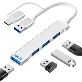 EMAGIE Hub USB C 3.0 6 en 1 Adaptador USB C con 4 Puertos USB 3.0 de 5 Gbps USB Hub Portátil Compatible con Sistema de Windows XPVista7810, MacOS-89X 