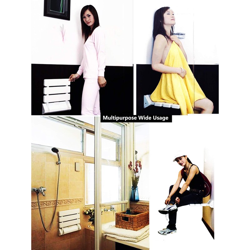 Folding Shower Seat Bathroom Wall Mounted Foldable Entrance Shoe Changing