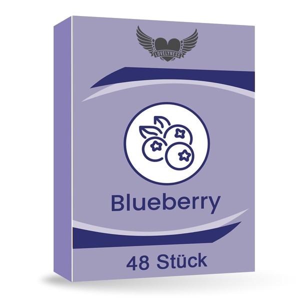 Condoms with Flavour Blueberry 52 mm – Pack of 48 Real Feel Extra Thin Extra Moist Sex Lubricating Film Lovelyness