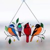 Stained Birds-On-A-Wire Window Panel Hanging Suncatcher Ornament Gifts, Home Decor