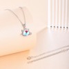 feilok Women's Necklace 925 Silver Pendant Cat Moonstone for Women