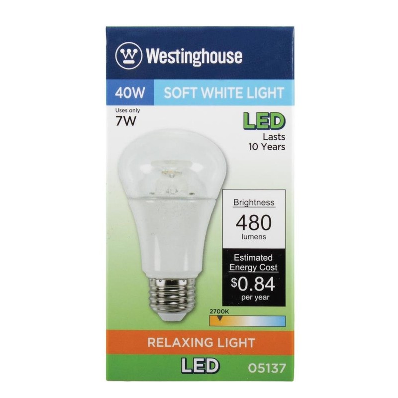 Westinghouse Lighting 0513700 7W, Replaces 40W A19 Soft White LED