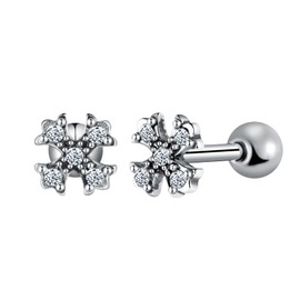 Yumilok Classic Cross Zirconia Stainless Steel Earrings Studs for Men Women Creative Cartilage Piercing Earrings with Screws Ear Buckles Creative Ear Accessories Novelty Jewellery for Youth