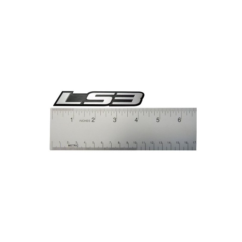 ERPART LS3 Embossed Silver on Black Real Aluminum Auto Emblem