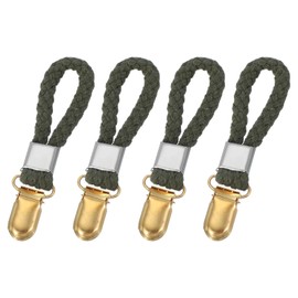 sourcing map 4 Pcs Tea Towel Clips with Cotton Loop for Hanging, 3.5 Inch Metal Towel Hooks Multipurpose Cloth Hangers for Home Kitchen Bathroom, Green