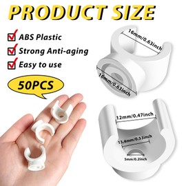 OWMOSYX 50 Pack 1/2 Inch PEX Clips, 16 mm Pipe Hangers Pipe Holder PEX Tubing Clamps PVC Water Pipe Support Pipe Clamp Tools, White Plastic U Pipe Clamp Tools