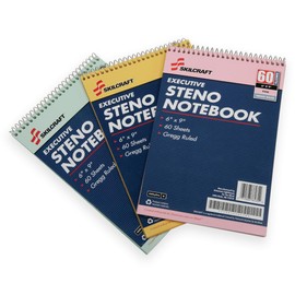 SKILCRAFT 7530-01-454-5702 3 Piece ECF Recycled Steno Pad Pack, 6 x 9 Inch, Assorted Color
