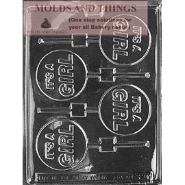 It's a Girl Lolly Chocolate Candy Mold, baby Girl Chocolate candy mold With Copywrited candy Making Instruction