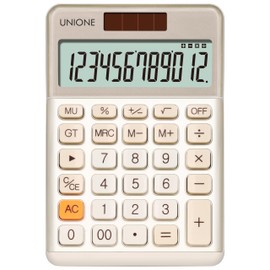 UNIONE Calculator with a Bright LCD, Dual Power Handheld Desktop. Color. Business, Office, High School… (Ivory)