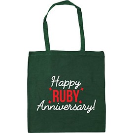 Hippowarehouse Happy ruby anniversary Tote Shopping Gym Beach Bag 42cm x38cm, 10 litres