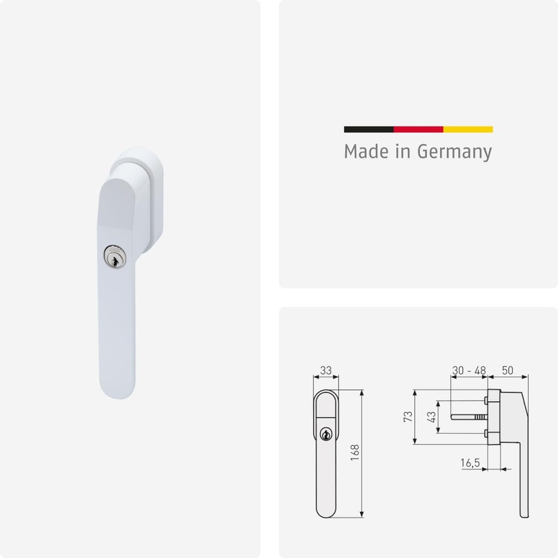 ABUS FG400 Lockable Window Handle - With Push Cylinder and