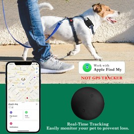 Pet Tracker for Dog, Dog Location Tracker with Holder, Item Finder MFi Certified, No Monthly Fee, Bluetooth & Waterproof, iOS Only Work with Find My Not GPS Tracker (Black)