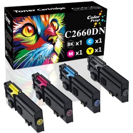 COLOR PRINT Compatible Toner Cartridge Replacement for Dell C2660dn 2665dnf 2660 2665dn C2660dnf C2660 C2665 Black 593-BBBU Cyan 593-BBBT Magenta 593-BBBS Yellow 593-BBBR Printer (4-Pack,BCMY)