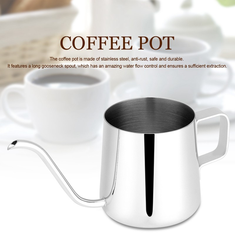 Stainless Steel Drip Coffee Pot Long Gooseneck Spout Kettle Cup