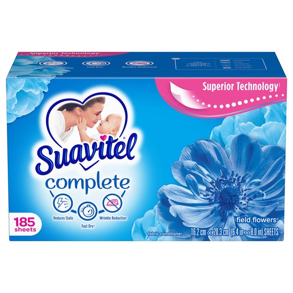 Suavitel Complete Fabric Softener Dryer Sheets, Field Flowers - 185 Count