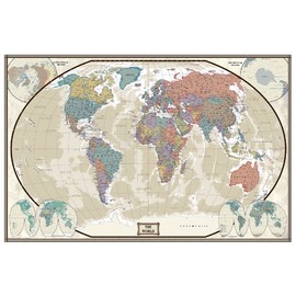 World Executive Wall Map Poster Mural (48x70 Laminated)