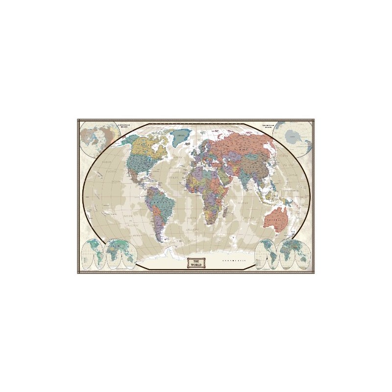 World Executive Wall Map Poster Mural (48x70 Laminated)