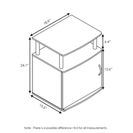 Furinno JAYA End Side Sofa Table/Nightstand with Door, 2-Pack, PVC Tubes, French Oak Grey/Black