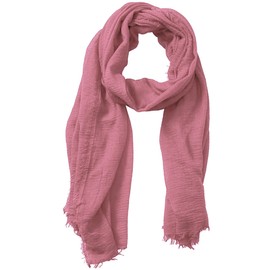 XRDSS Summer Cotton Blend Crinkle Vintage Soft Scarf with Fringed Edges 35" × 70" (Rubber Red)