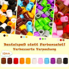 10 mm Ironing Beads Large Set, 1200 Pieces Ironing Beads Maxi, 12 Colours XL Beads with Plates, 10 Animal Patterns, 10 Lanyards and 3 Ironing Paper, Creative Bead Set for Children Crafts from 3 Years