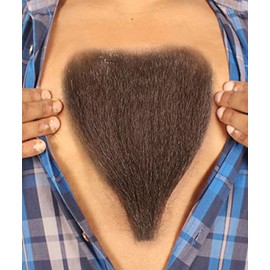 HPO Men's Human Hair Blend Chest Hair For Cosplay (Dark Brown)