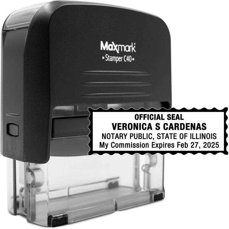 MaxMark Notary Stamp for State of Illinois- Self Inking Stamp
