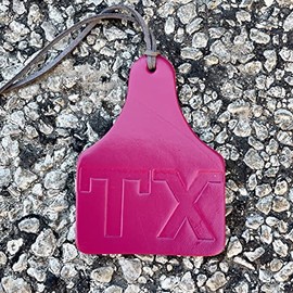 Air Flair | Leather Car Air Freshener | Cow Tag TX Brand (5) Cabana Breeze Scent, Fuchsia)