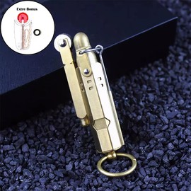 Brass Lighter Antique Creative Lighters Reusable Vintage Trench Windproof Lighter for Collection/Decorative/Gift/Present (A)