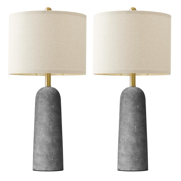 BOBOMOMO 27.25" Travertine Lamp Set of 2, Modern Lamps for
