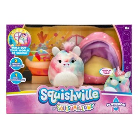 Squishville by Squishmallows SQM0061 Room Set, Playroom, Mini-Squishmallow and 2 Plush Accessories, Marshmallow-Soft Animals, Toys